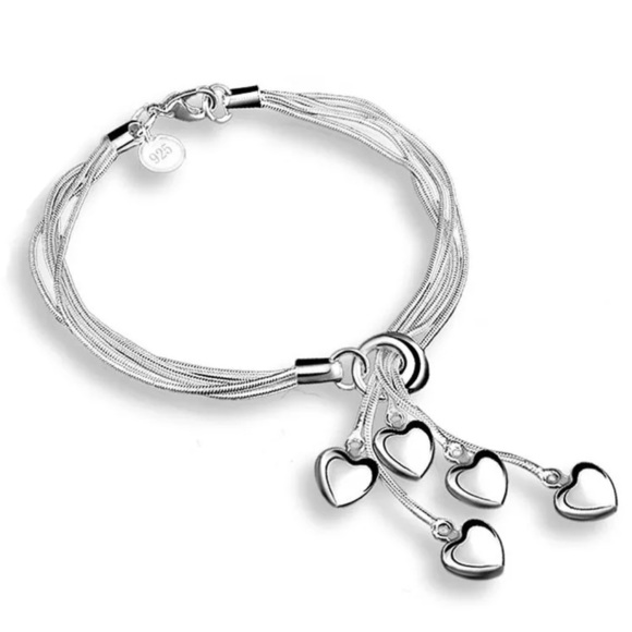 925 STERLING SILVER HEART BRACELET, NICE BRACELET, CUTE BRACELET - Picture 3 of 5
